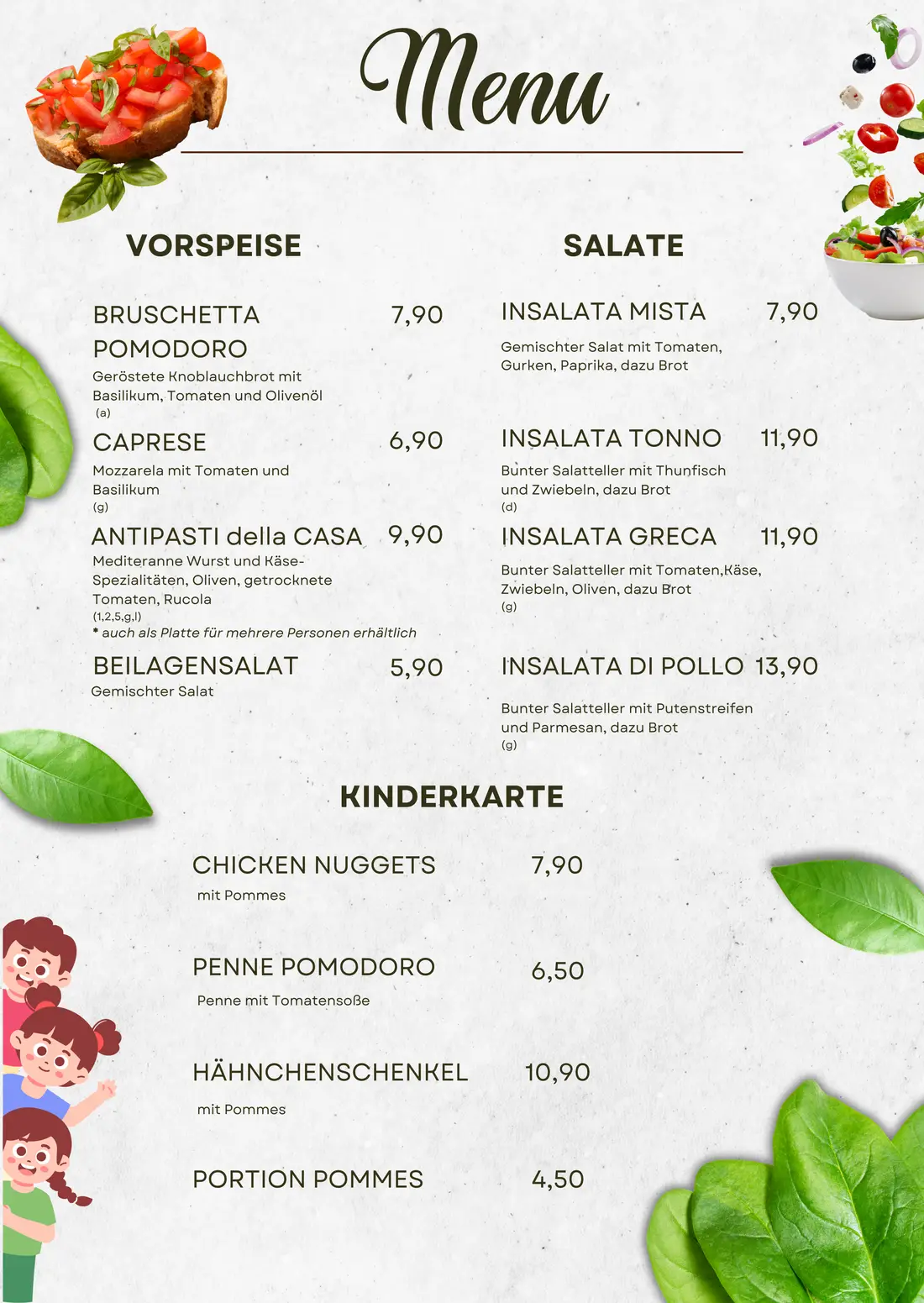 Speisekarte Seite 2